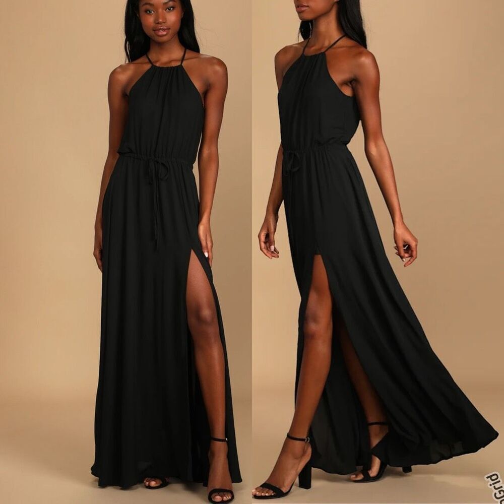 Lulus Essence of Style Black Maxi Dress Sleeveless Medium Women